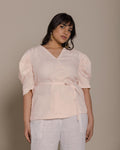 Butterflies On The Beach Top - Ice Pink by Reistor with Archived, Hemp, Hemp by Reistor, Natural, Pink, Regular Fit, Resort Wear, Solids, Tops, Tunic Tops, Womenswear at Kamakhyaa for sustainable fashion