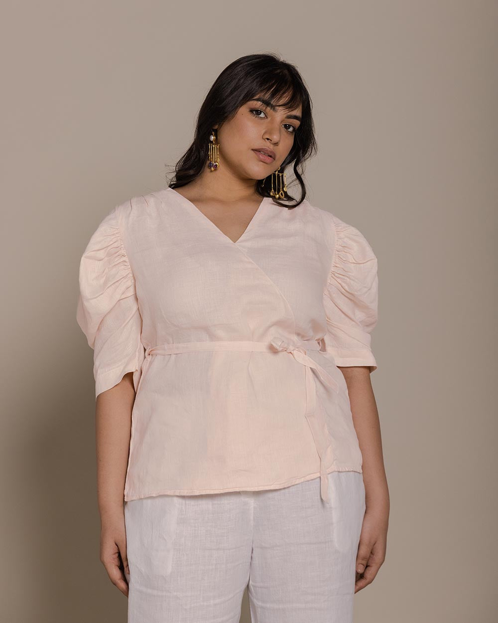 Butterflies On The Beach Top - Ice Pink by Reistor with Archived, Hemp, Hemp by Reistor, Natural, Pink, Regular Fit, Resort Wear, Solids, Tops, Tunic Tops, Womenswear at Kamakhyaa for sustainable fashion