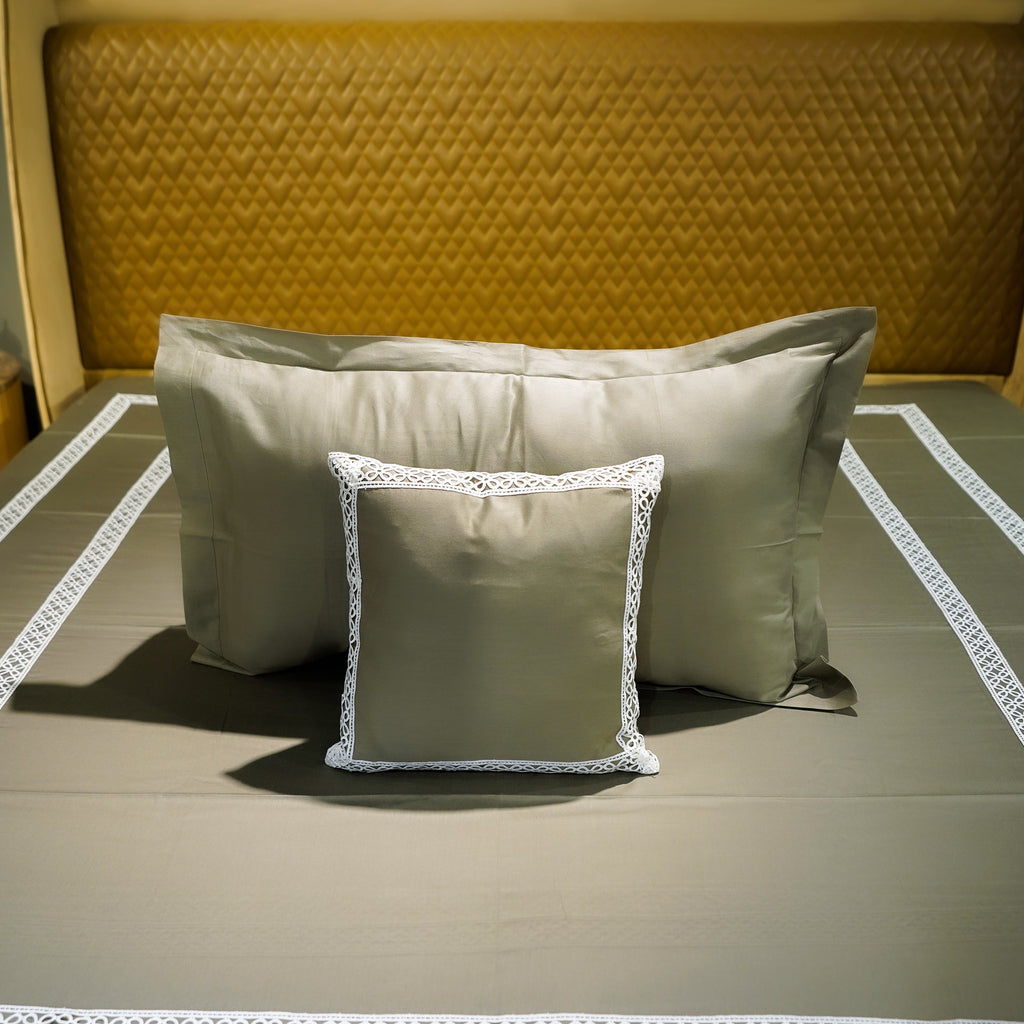 Mystic Moss Cotton Bloom Cushion Cover by Aetherea with 100% Cotton, 300 TC, 500 TC, Cushion covers, Plain, Sage Green, Solid at Kamakhyaa for sustainable fashion