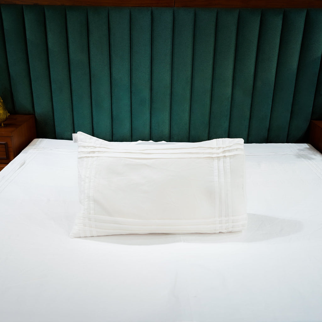 Pure Alabaster Classic Charm Pillow Cover by Aetherea with 100% Cotton, 300 TC, 400 TC, 500 TC, Pillow Cover, White at Kamakhyaa for sustainable fashion
