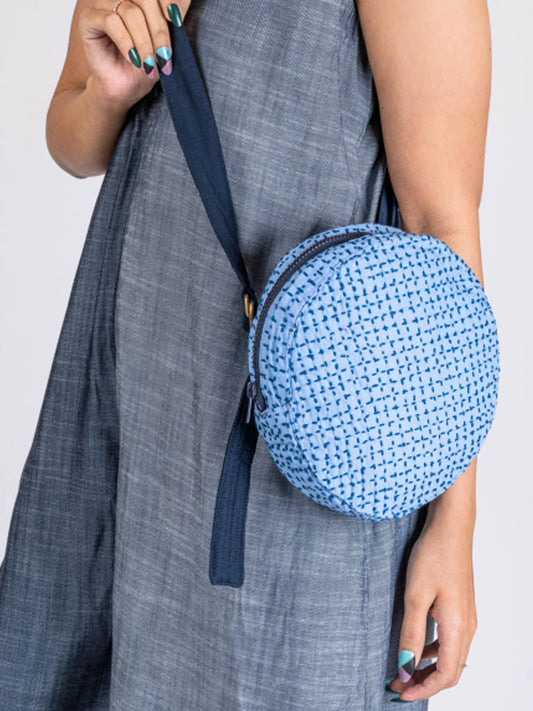 Blue Denim Sling Bag by Chambray & Co. with Add Ons, Bags, Blue, Casual Wear, Cotton, Embroidered, Free Size, Natural, Sling Bags at Kamakhyaa for sustainable fashion