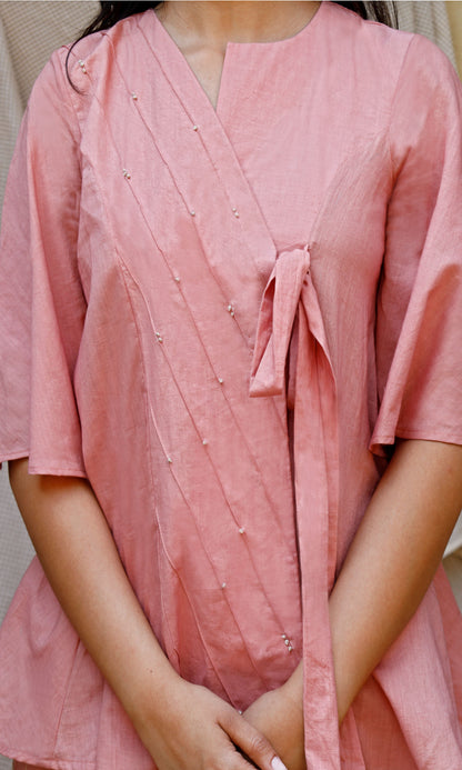 Pink Line Complete Set Casual Wear, Co-ord Sets, Echo, Hand Spun Cotton, Linen, Pink, Regular Fit, Solids Kamakhyaa