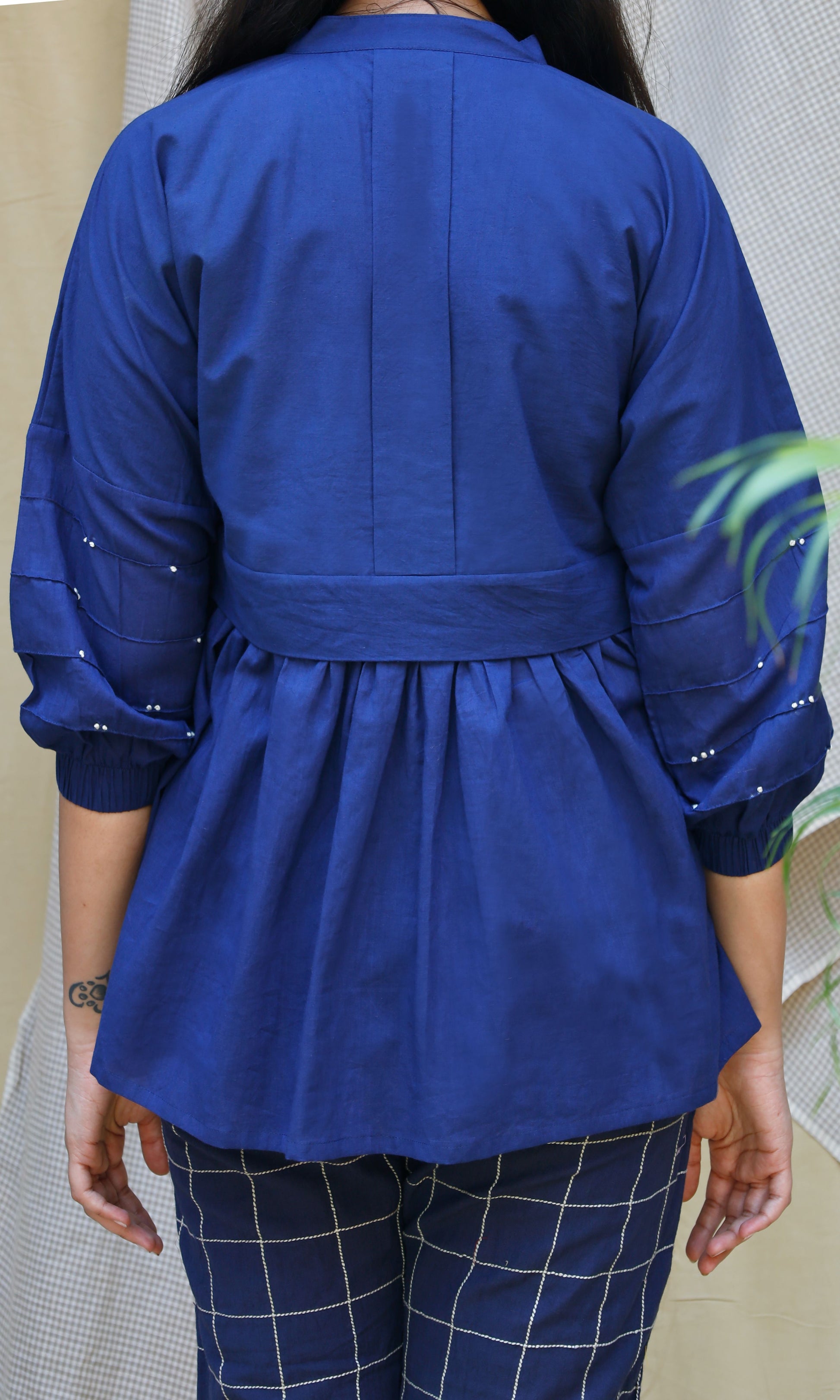 Blue Complete Set Blue, Casual Wear, Co-ord Sets, Echo, Hand Spun Cotton, Linen, Regular Fit, Solids Kamakhyaa