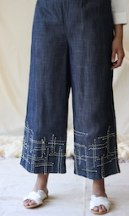 Blue Pants Blue, Casual Wear, Cotton, Pants, Regular Fit, Solids, Tencel Kamakhyaa