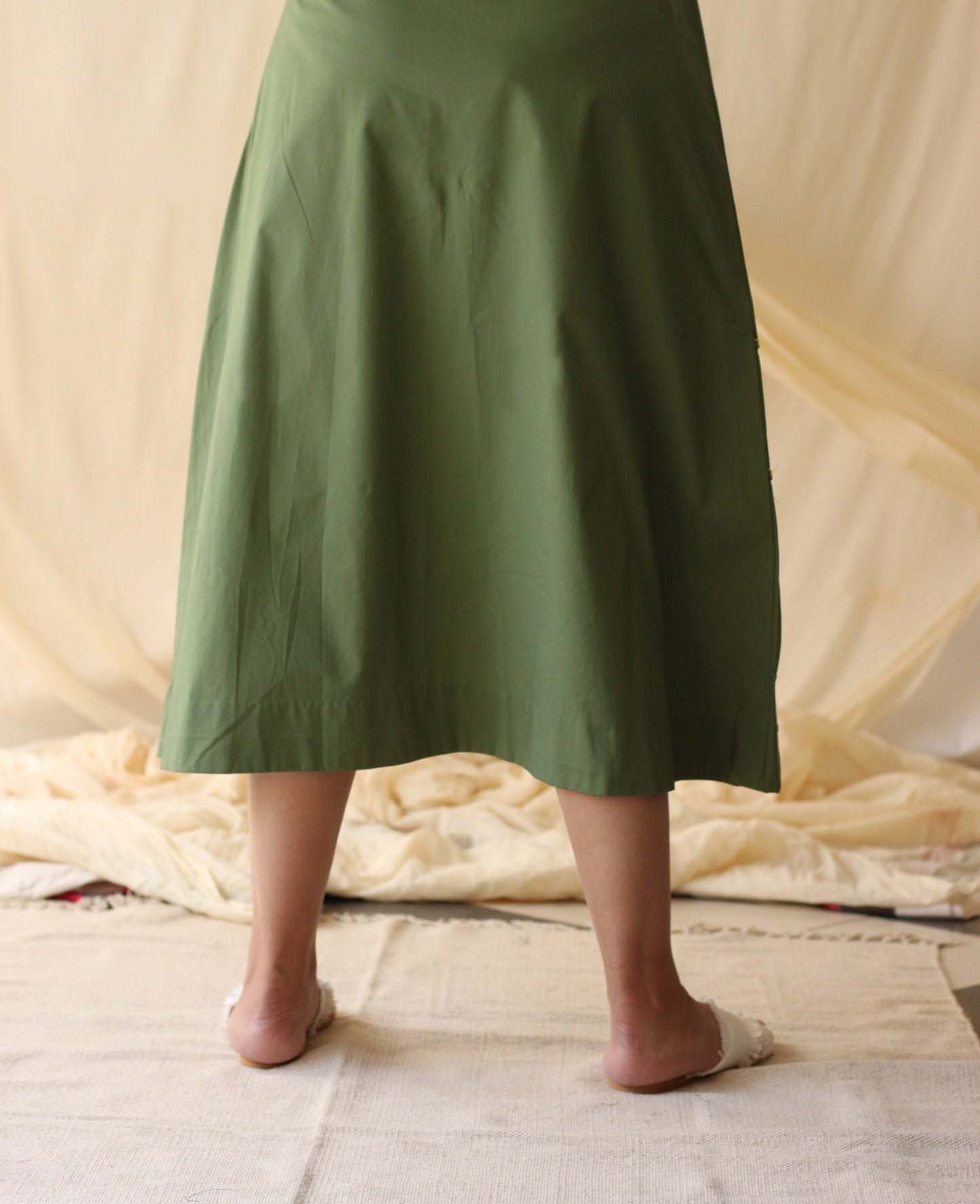 Green Shirt With Skirt Cotton Complete Set by Chambray & Co. with Casual Wear, Co-ord Sets, Cotton, Green, Natural, Regular Fit, Skirt Sets, Solids, Travel Co-ords, Womenswear at Kamakhyaa for sustainable fashion