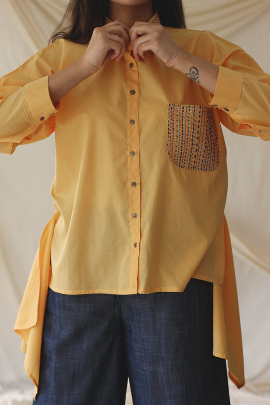 Yellow Full Sleeve Shirt by Chambray & Co. with Casual Wear, Cotton, Natural, Regular Fit, Shirts, Solids, Tops, Womenswear, Yellow at Kamakhyaa for sustainable fashion