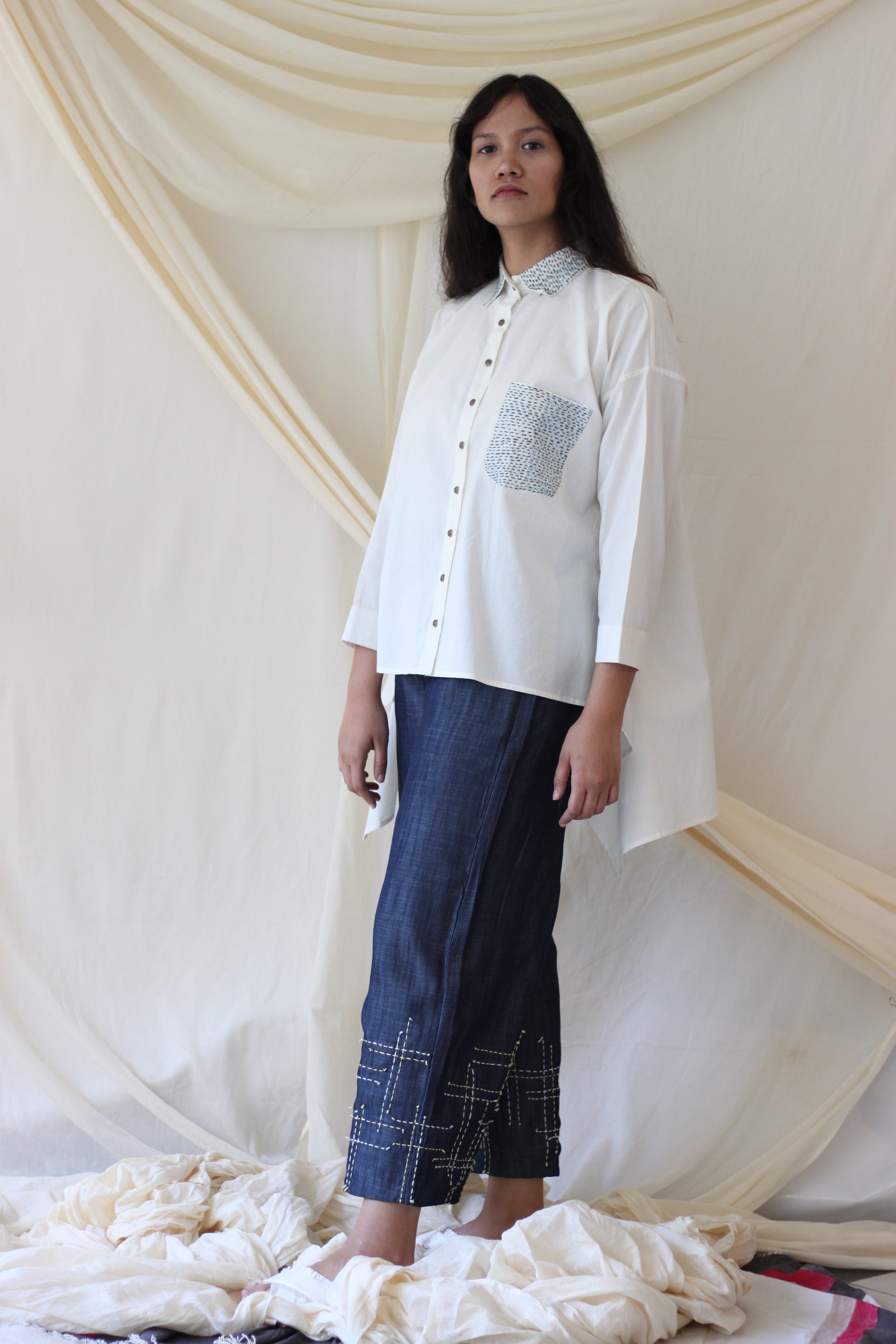 White Collared Shirt by Chambray & Co. with Casual Wear, Cotton, Natural, Regular Fit, Shirts, Solids, Tops, White, Womenswear at Kamakhyaa for sustainable fashion