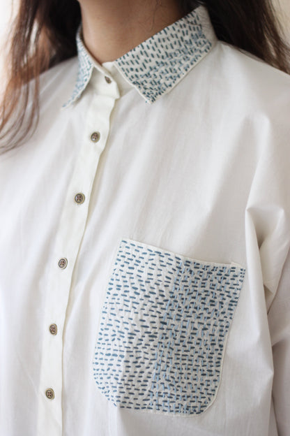 White Collared Shirt by Chambray & Co. with Casual Wear, Cotton, Natural, Regular Fit, Shirts, Solids, Tops, White, Womenswear at Kamakhyaa for sustainable fashion