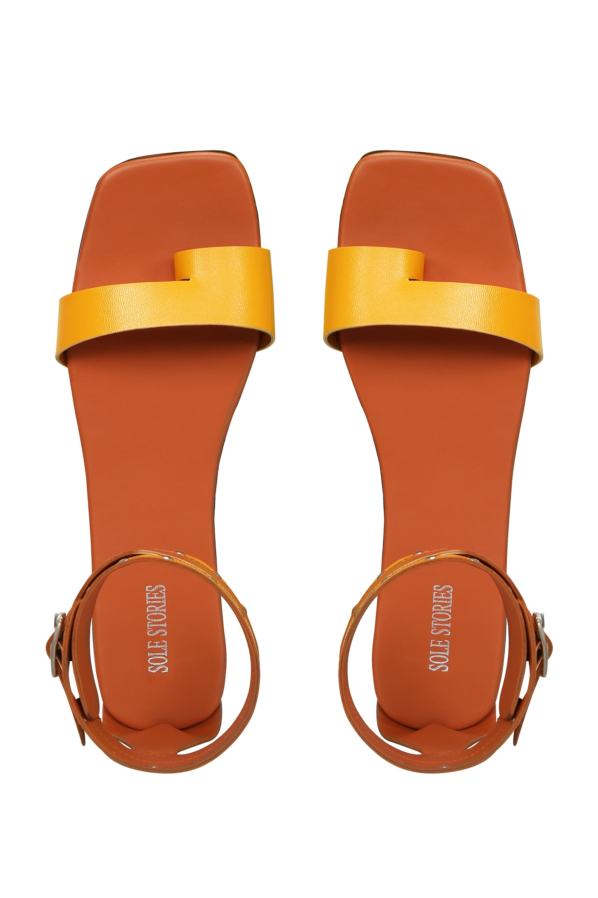 Canary Yellow Ankle Flats by Sole Stories with Basics Edit- Chapter II, Beige, Faux Leather, Flats, Handcrafted, Relaxed Fit, Solids, Vegan at Kamakhyaa for sustainable fashion