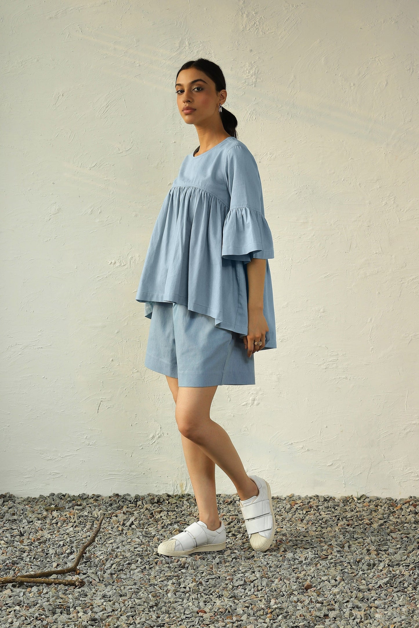 Blue Denim Co-Ord Set With Bell Sleeves