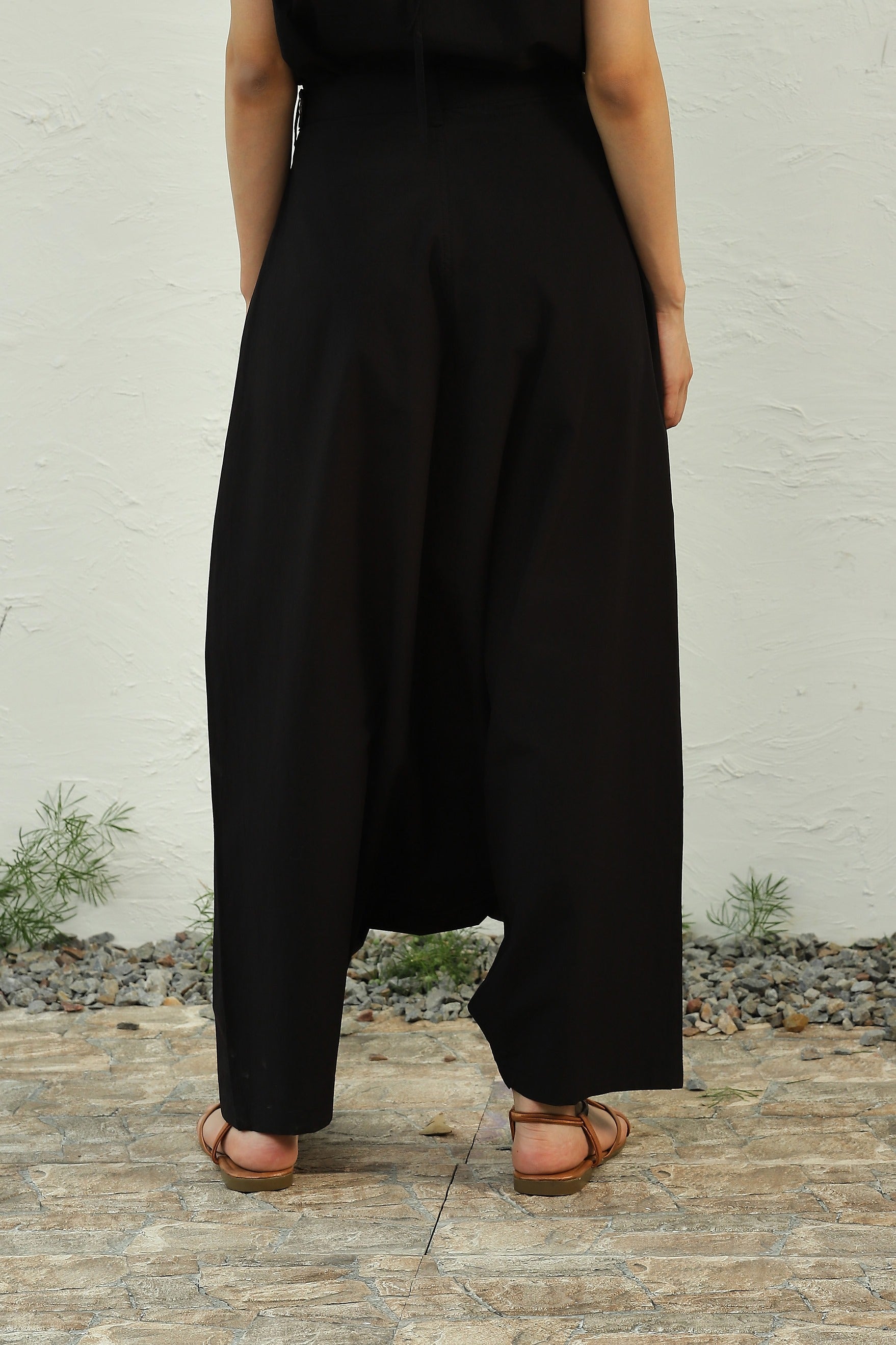 Black Cotton Gathered Co-Ord Set by Canoopi with Black, Canoopi, Casual Wear, Complete Sets, Natural, Poplin, Regular Fit, Solids, Vacation Co-ords, Womenswear at Kamakhyaa for sustainable fashion