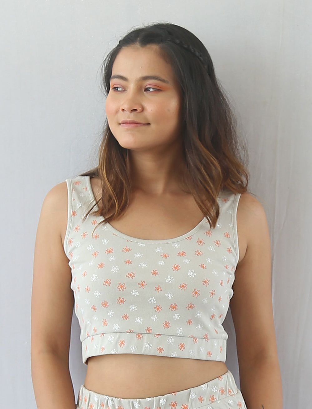 Grey Organic Printed Cotton Bralette by Wear Equal with bralette, Bralette Tops, Bras, Brass, Casual Wear, Cotton, Grey, Less than $50, lingerie, Natural, Prints, Products less than $25, Regular Fit, Womenswear at Kamakhyaa for sustainable fashion