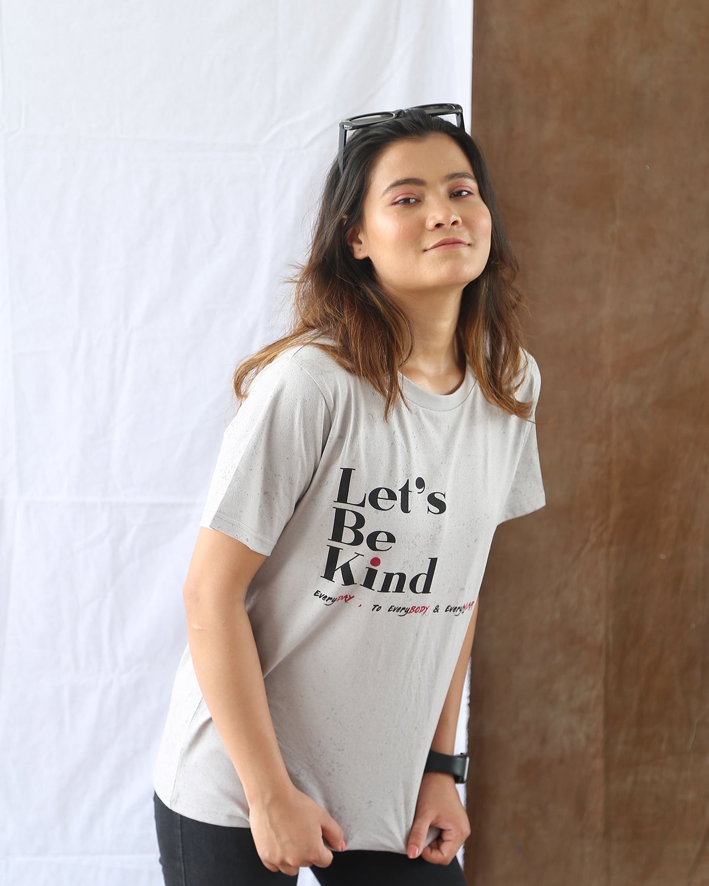 Grey Organic Printed Cotton T-Shirt by Wear Equal with Casual Wear, Cotton, Grey, Less than $50, Natural, Prints, Products less than $25, Regular Fit, T-Shirts, Tops, Womenswear at Kamakhyaa for sustainable fashion