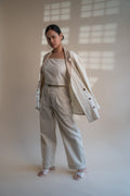 Dawning Unisex Double Breasted Jacket by Lafaani with Beige, Casual Wear, Dawning by Lafaani, Denim, Embroidered, For Him, Hand Woven Cotton, Jackets, Kora, Mens Overlay, Menswear, Natural, Regular Fit, Unisex at Kamakhyaa for sustainable fashion