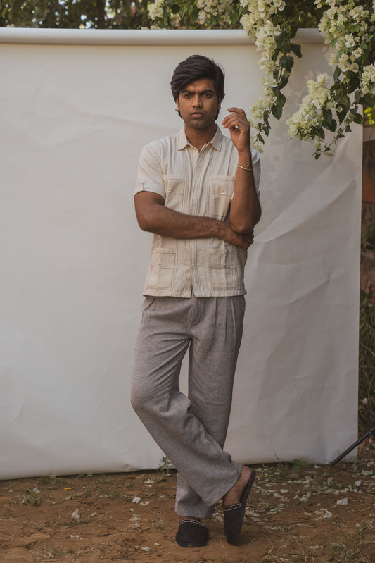 Deep Pleated Pants at Kamakhyaa by Lafaani. This item is 100% pure cotton, Black, Casual Wear, Grey, Menswear, Natural with azo free dyes, Organic, Regular Fit, Solids, Sonder