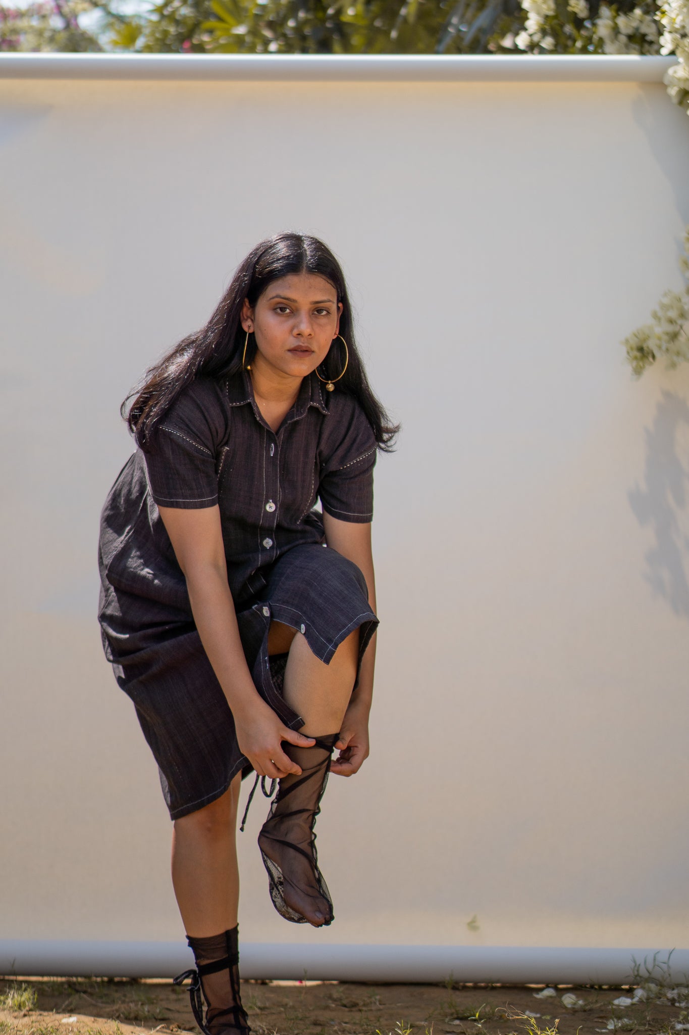 Shirt Dress by Lafaani with 100% pure cotton, Black, Casual Wear, Natural with azo free dyes, Organic, Regular Fit, Shirt Dresses, Solids, Sonder, Sonder by Lafaani, Womenswear at Kamakhyaa for sustainable fashion