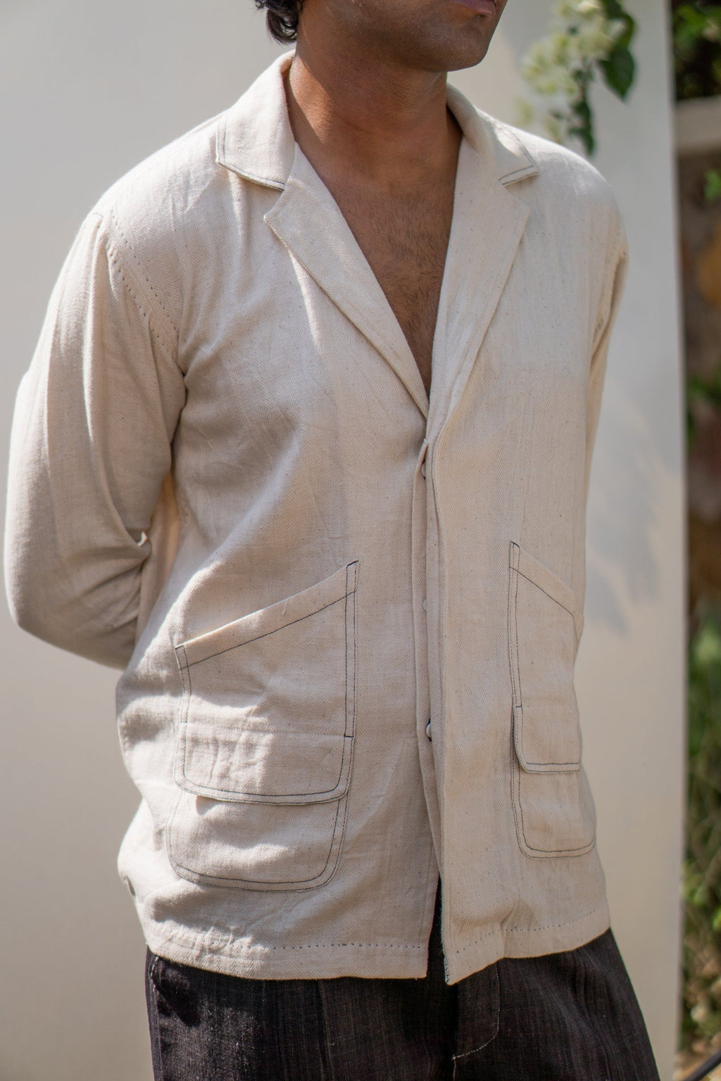 Spread Collar Shirt by Lafaani with 100% pure cotton, Casual Wear, Kora, Menswear, Organic, Regular Fit, Shirts, Solids, Sonder by Lafaani, Undyed and Unbleached at Kamakhyaa for sustainable fashion