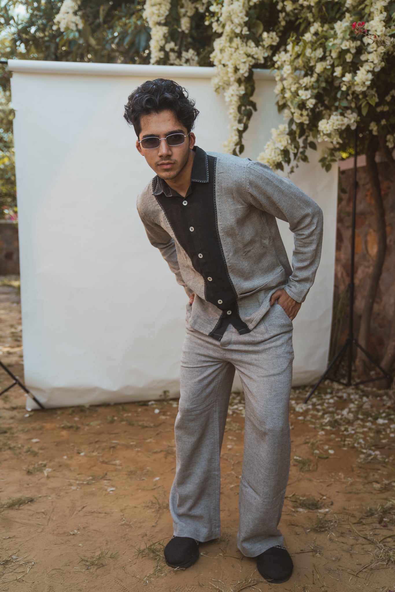 Melange Shirt by Lafaani with 100% pure cotton, Black, Casual Wear, Grey, Menswear, Natural with azo free dyes, Organic, Regular Fit, Shirts, Solids, Sonder, Sonder by Lafaani at Kamakhyaa for sustainable fashion