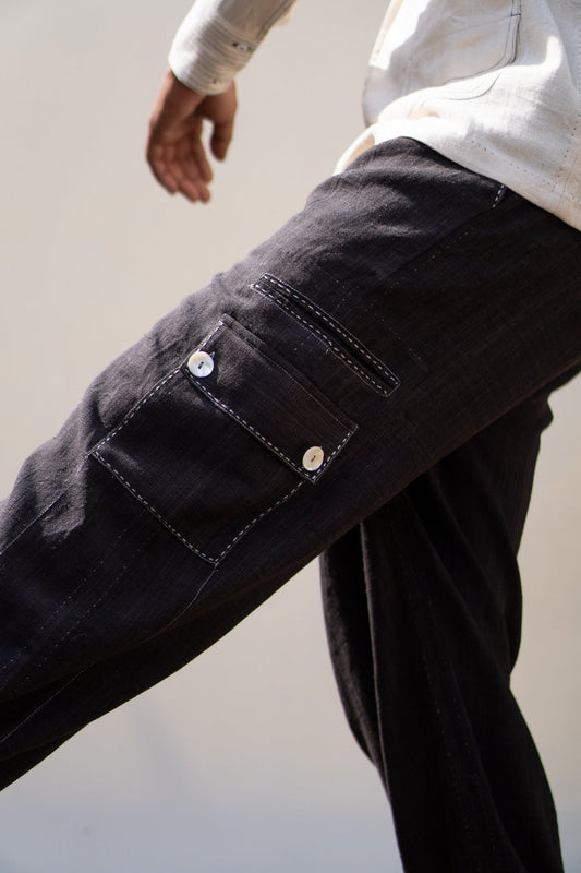 Utility Pants by Lafaani with 100% pure cotton, Black, Casual Wear, Menswear, Natural with azo free dyes, Pants, Regular Fit, Solids, Sonder, Sonder by Lafaani at Kamakhyaa for sustainable fashion