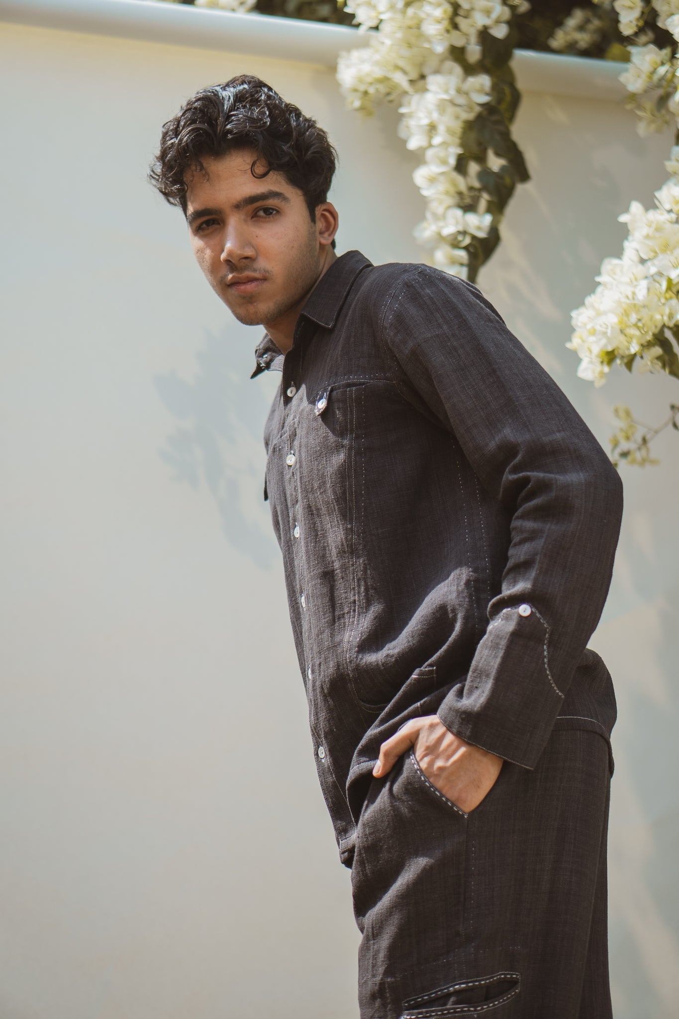 Panelled Shirt & Utility Pants by Lafaani with 100% pure cotton, Black, Casual Wear, Co-ord Sets, Menswear, Natural with azo free dyes, Organic, Regular Fit, solid, Solids, Sonder, Sonder by Lafaani at Kamakhyaa for sustainable fashion