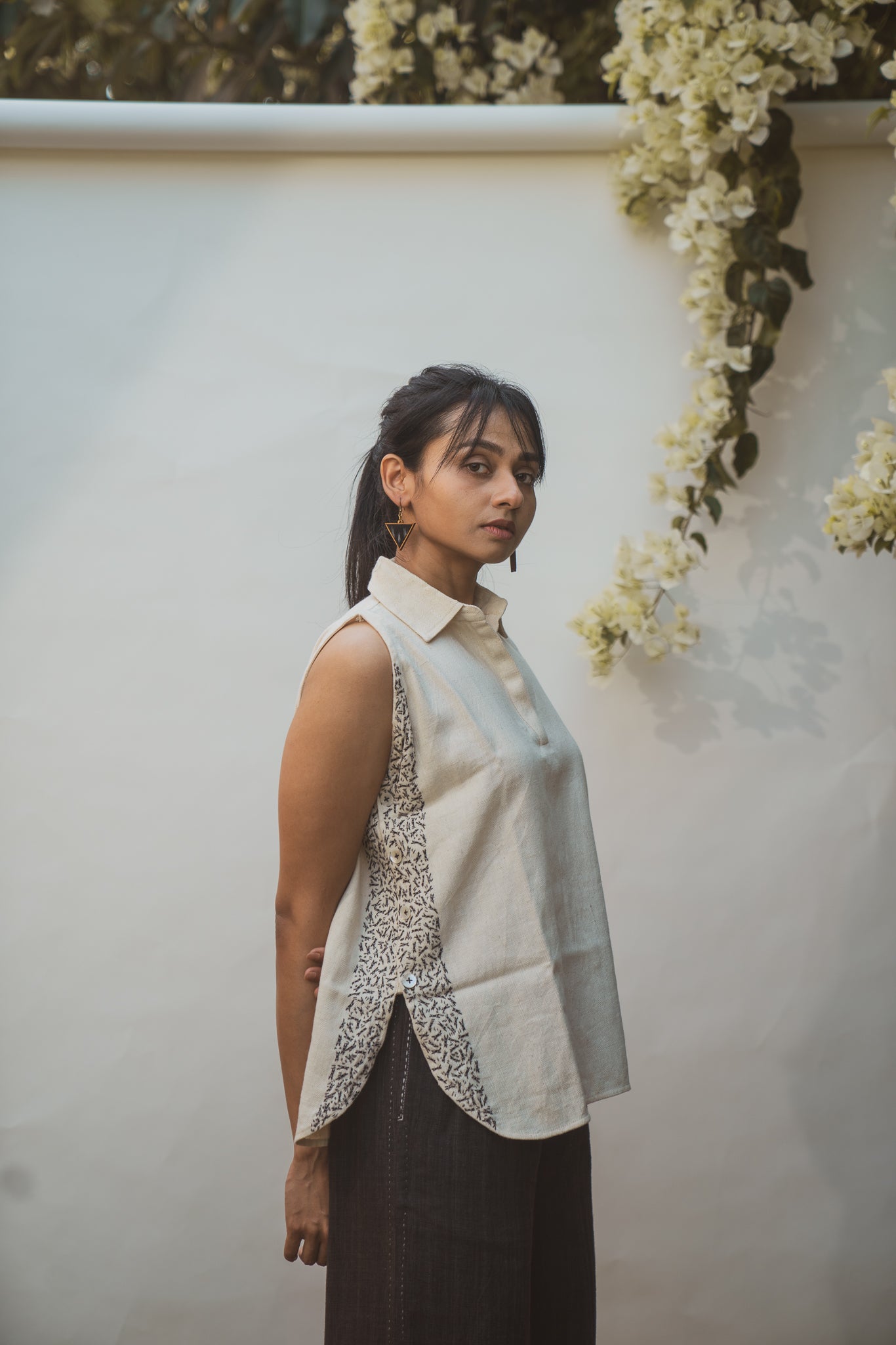 Halter Neck Blouse by Lafaani with 100% pure cotton, Casual Wear, Halter Neck Tops, Kora, Organic, Regular Fit, Solids, Sonder, Sonder by Lafaani, Undyed and Unbleached, Womenswear at Kamakhyaa for sustainable fashion