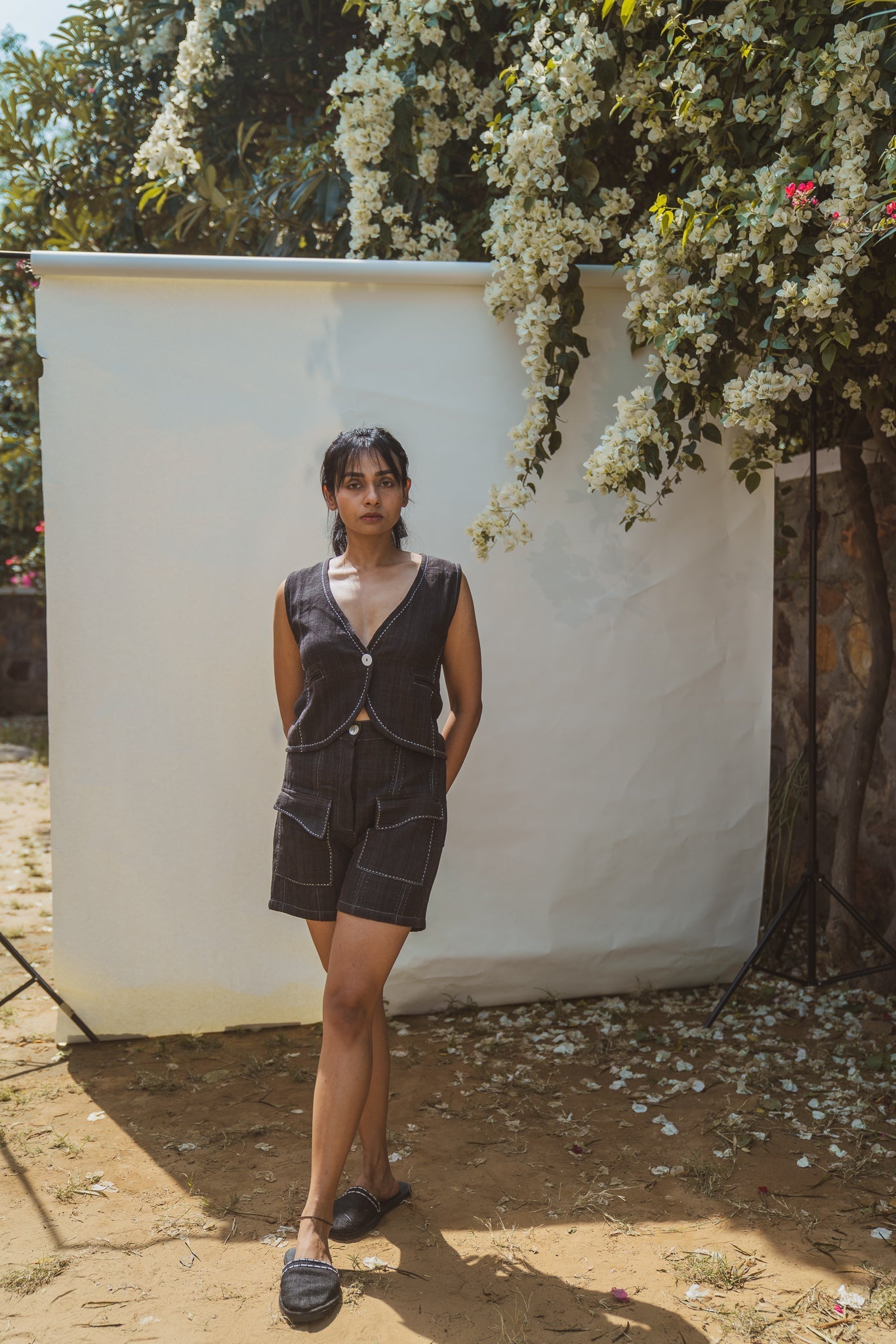 High Waist Shorts by Lafaani with 100% pure cotton, Black, Casual Wear, Natural with azo free dyes, Organic, Regular Fit, Shorts, Solids, Sonder, Sonder by Lafaani, Womenswear at Kamakhyaa for sustainable fashion