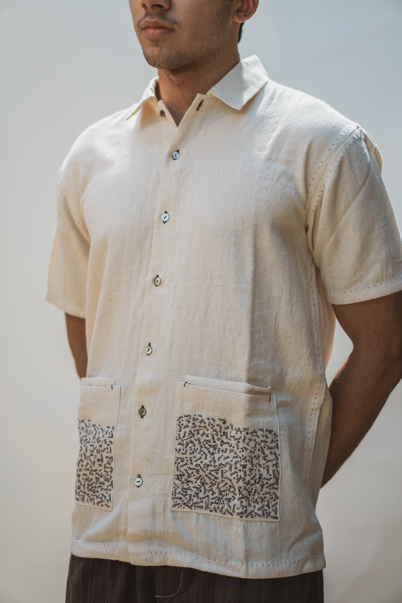 Double Pocket Shirt by Lafaani with 100% pure cotton, Casual Wear, Kora, Menswear, Organic, Regular Fit, Shirts, Solids, Sonder, Sonder by Lafaani, Undyed and unbleached at Kamakhyaa for sustainable fashion