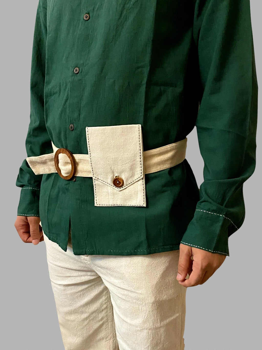 White/ Charcoal Grey/ Beige Upcycled Belt Bag by Lafaani with Add Ons, Bags, Belt Bags, Casual Wear, Free Size, Less than $50, Multicolor, Natural, Products less than $25, Solids, The Way You Look by Lafaani, Upcycled, Upcycled Cotton at Kamakhyaa for sustainable fashion