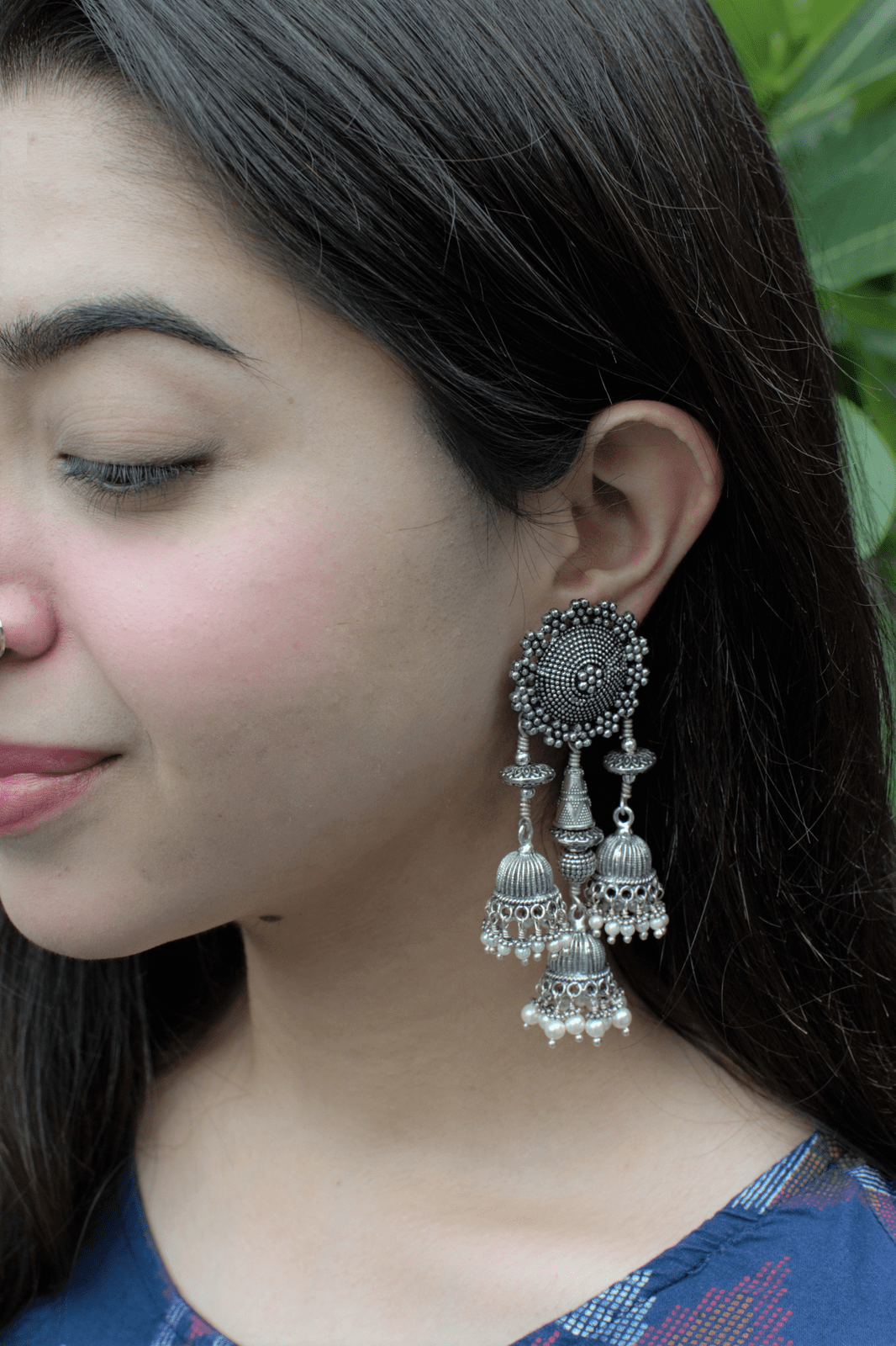 Dolaa Earrings by House Of Heer with Festive Jewellery, Festive Wear, Free Size, Handcrafted, jewelry, Jhumkas, July Sale, July Sale 2023, Mix metal, Multicolor, Natural, Silver, Solids, Textured at Kamakhyaa for sustainable fashion