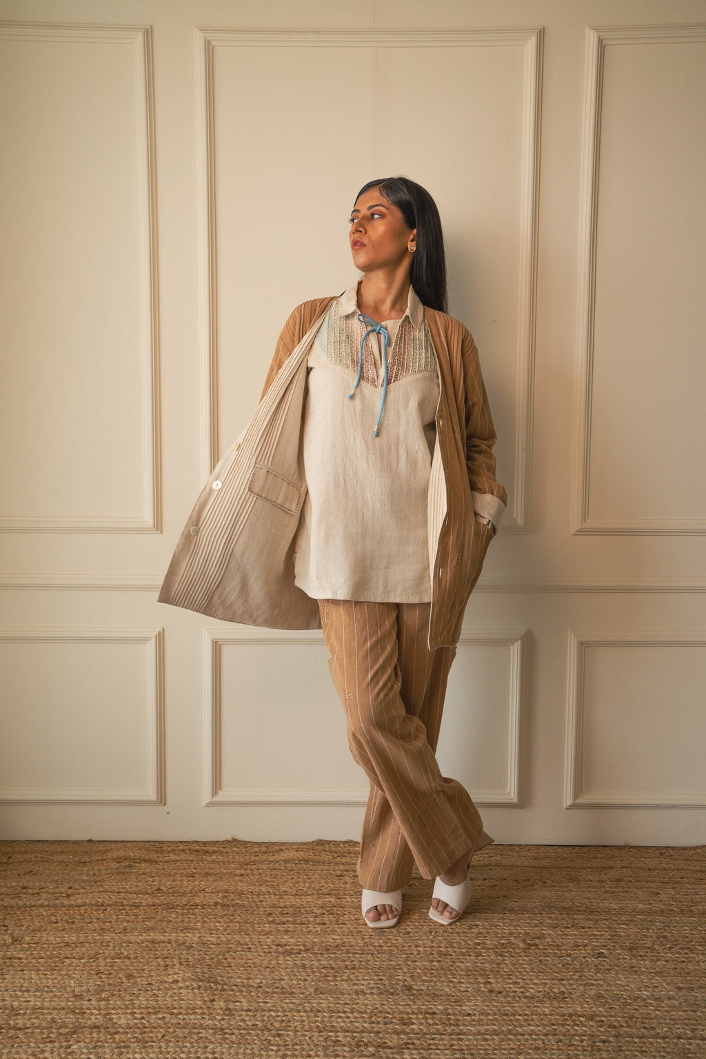 Brown Tapered Pants by Lafaani with 100% pure cotton, Brown, Casual Wear, Materiality, Memoirs of Materiality by lafaani, Organic, Regular Fit, Shirts, Solids, Unbleached and Undyed, Womenswear at Kamakhyaa for sustainable fashion