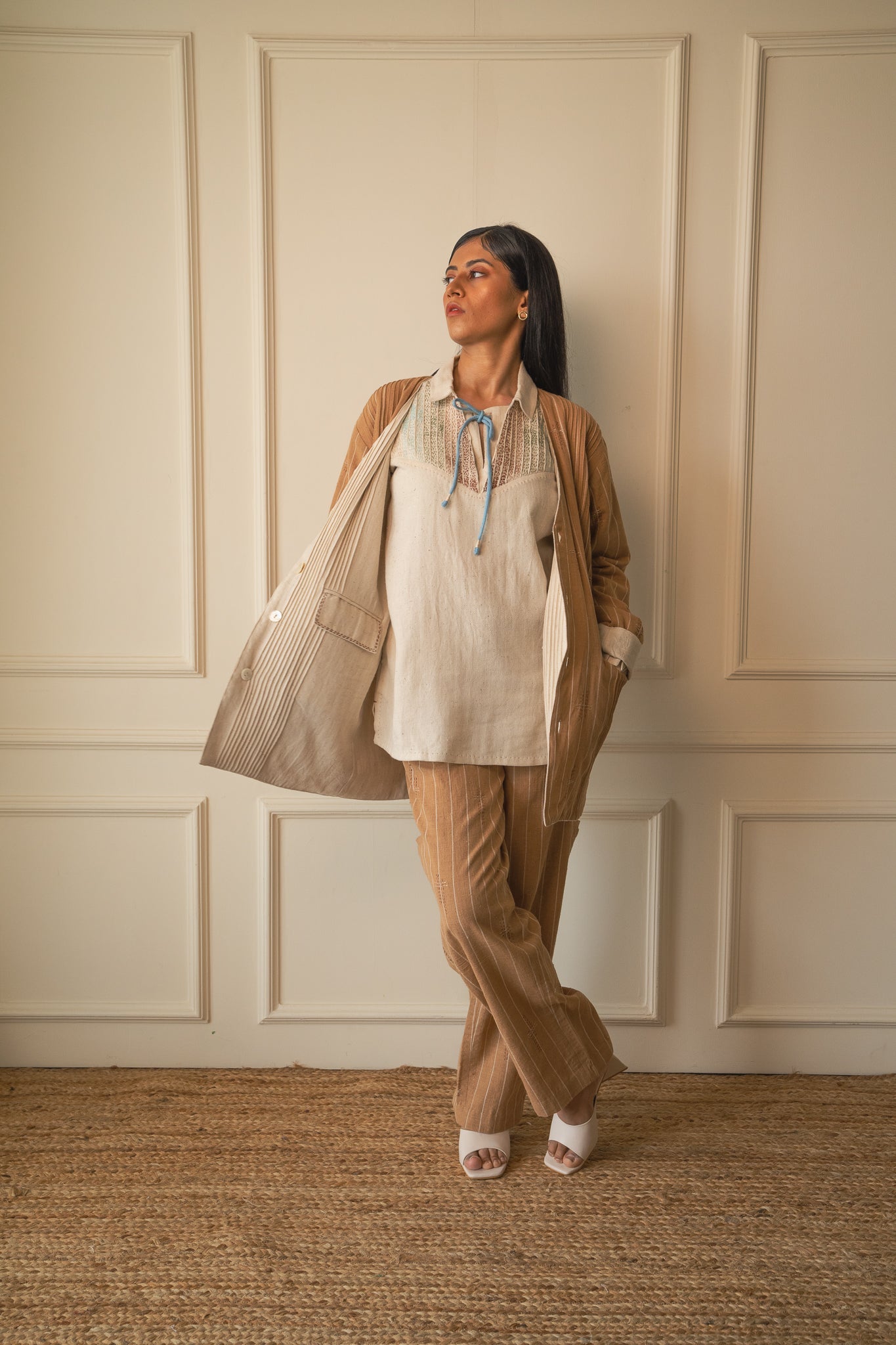 Brown Tapered Pants by Lafaani with 100% pure cotton, Brown, Casual Wear, Materiality, Memoirs of Materiality by lafaani, Organic, Regular Fit, Shirts, Solids, Unbleached and Undyed, Womenswear at Kamakhyaa for sustainable fashion