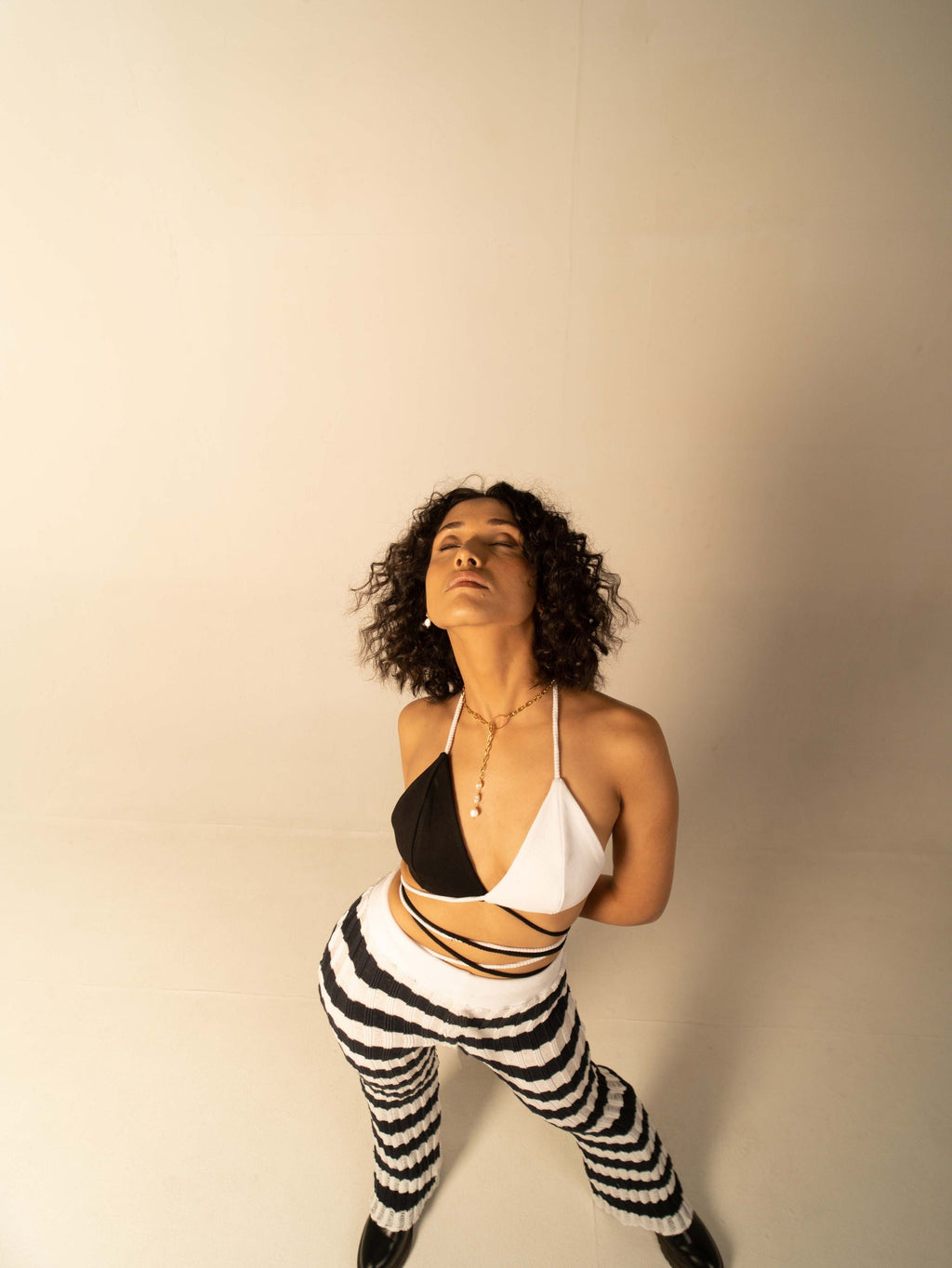 Black Bralette Top by Meko Studio with Black, Bralette Tops, Cotton, Evening Wear, For Birthday, July Sale, July Sale 2023, Slim Fit, Solids, Tranquil AW-22/23, Tranquil by Meko Studio, White, Womenswear at Kamakhyaa for sustainable fashion