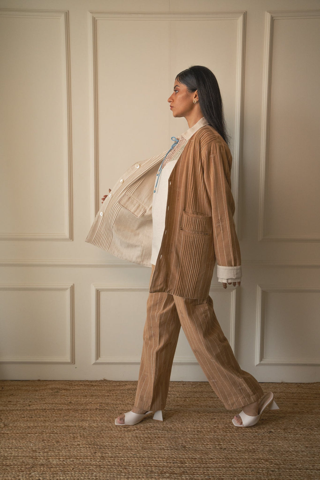 Brown Tapered Pants by Lafaani with 100% pure cotton, Brown, Casual Wear, Materiality, Memoirs of Materiality by lafaani, Organic, Regular Fit, Shirts, Solids, Unbleached and Undyed, Womenswear at Kamakhyaa for sustainable fashion