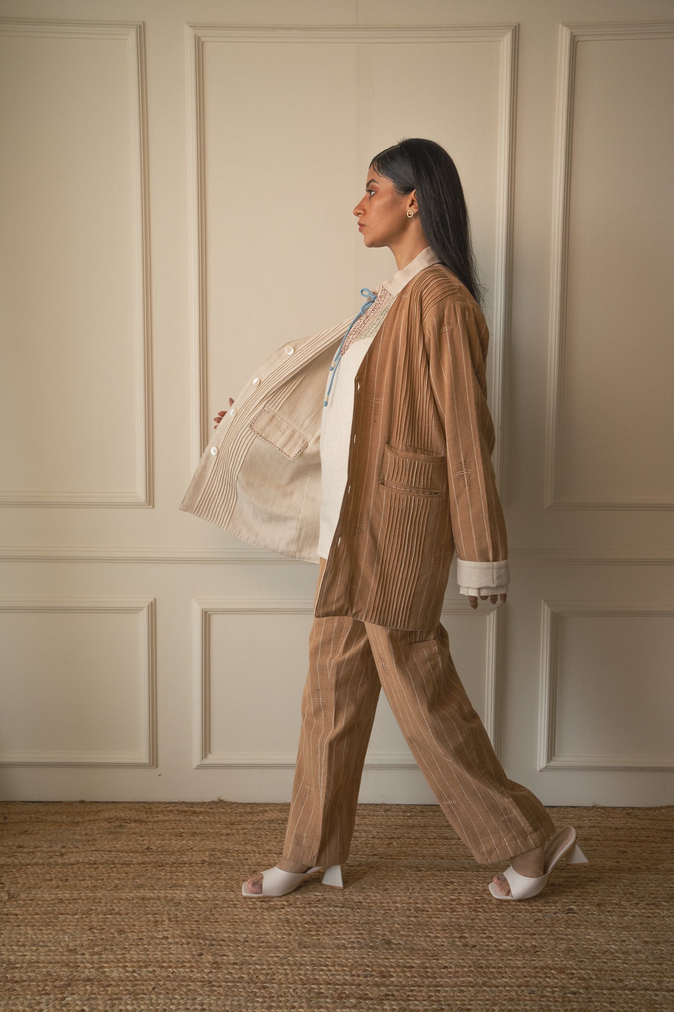 Brown Tapered Pants by Lafaani with 100% pure cotton, Brown, Casual Wear, Materiality, Memoirs of Materiality by lafaani, Organic, Regular Fit, Shirts, Solids, Unbleached and Undyed, Womenswear at Kamakhyaa for sustainable fashion