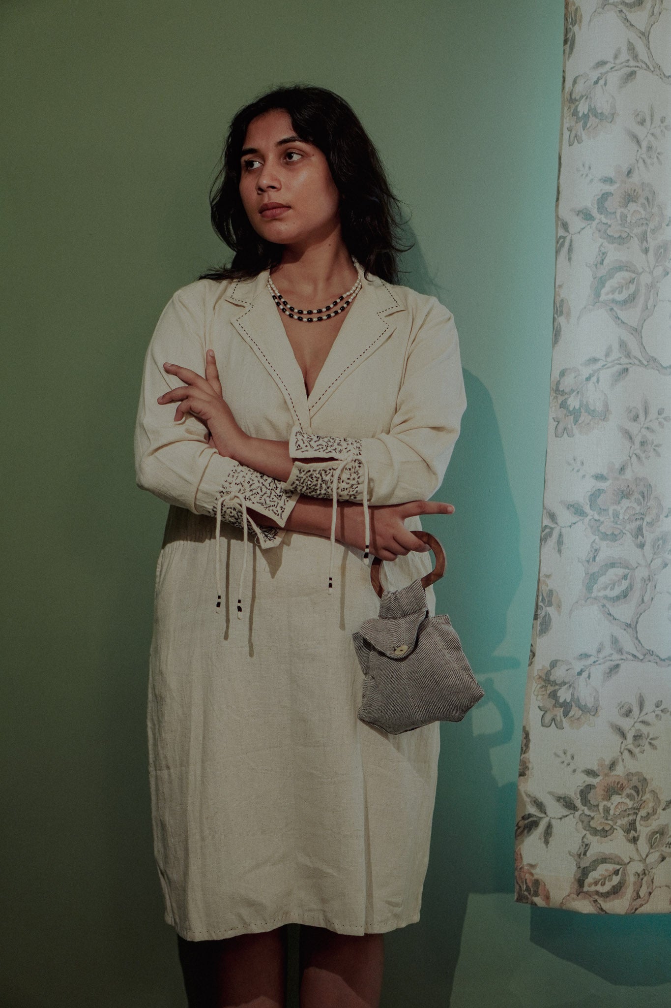 Day Dress by Lafaani with 100% pure cotton, Casual Wear, Kora, Midi Dresses, Natural with azo free dyes, Organic, Regular Fit, Solids, Sonder, Sonder by Lafaani, Womenswear at Kamakhyaa for sustainable fashion