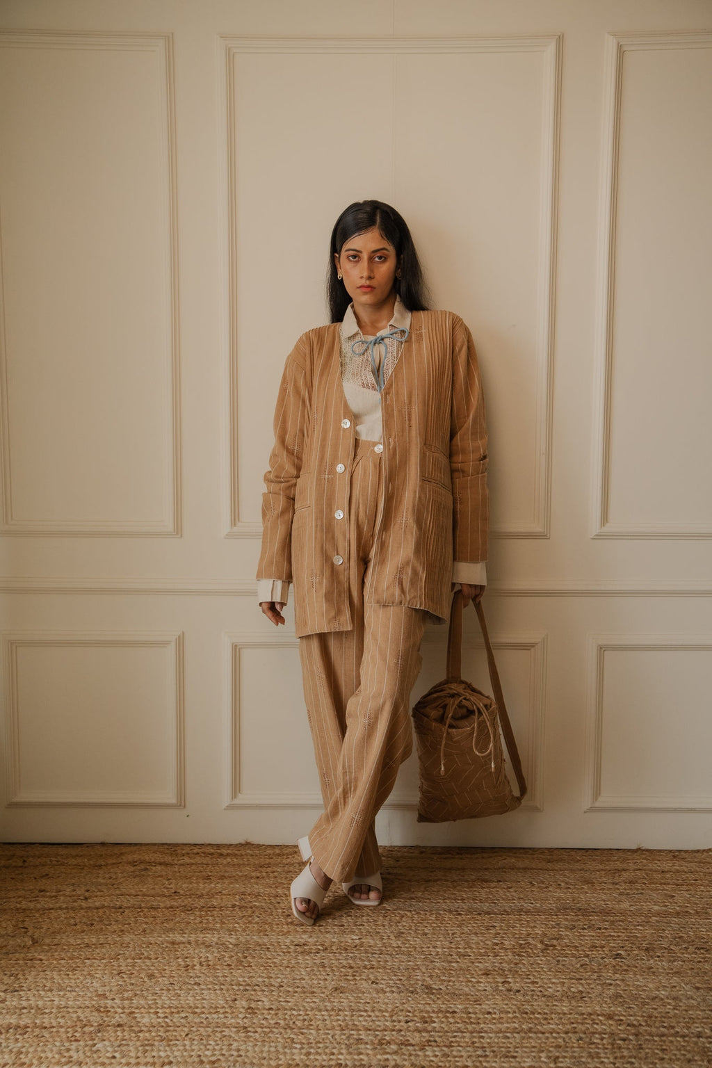 Brown Tapered Pants by Lafaani with 100% pure cotton, Brown, Casual Wear, Materiality, Memoirs of Materiality by lafaani, Organic, Regular Fit, Shirts, Solids, Unbleached and Undyed, Womenswear at Kamakhyaa for sustainable fashion