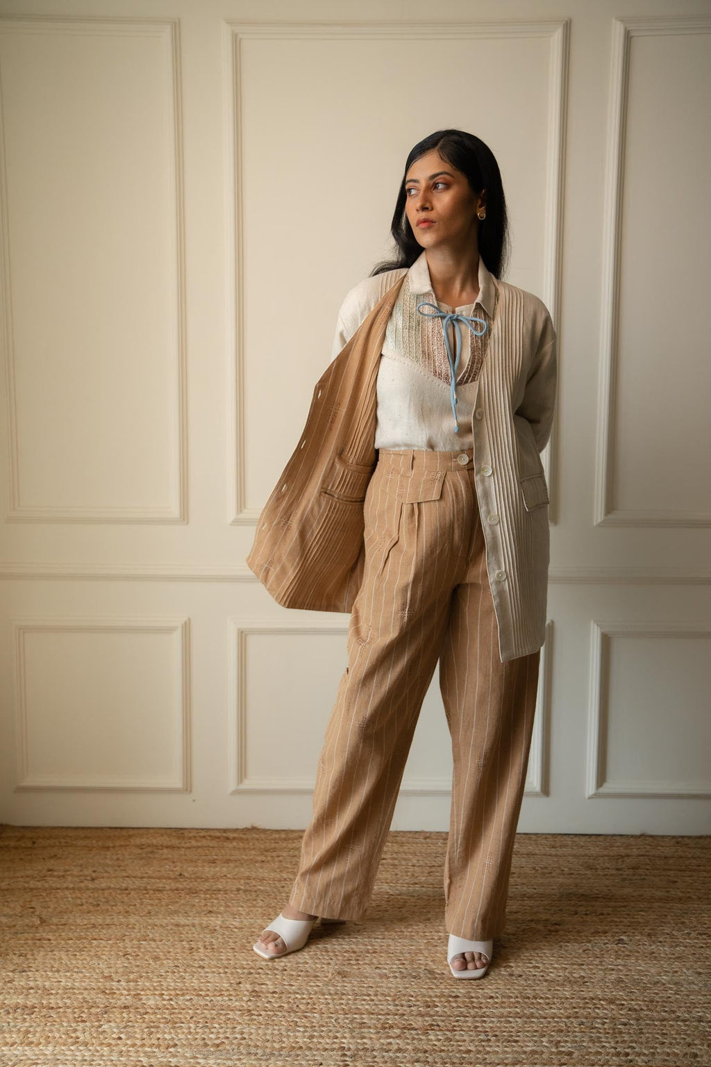 Unisex Reversible Jacket by Lafaani with 100% pure cotton, Brown, Casual Wear, Jackets, Kora, Materiality, Memoirs of Materiality by lafaani, Menswear, Natural with azo free dyes, Organic, Regular Fit, Reversible, Solids, Tops, Unbleached and Undyed, Unisex at Kamakhyaa for sustainable fashion