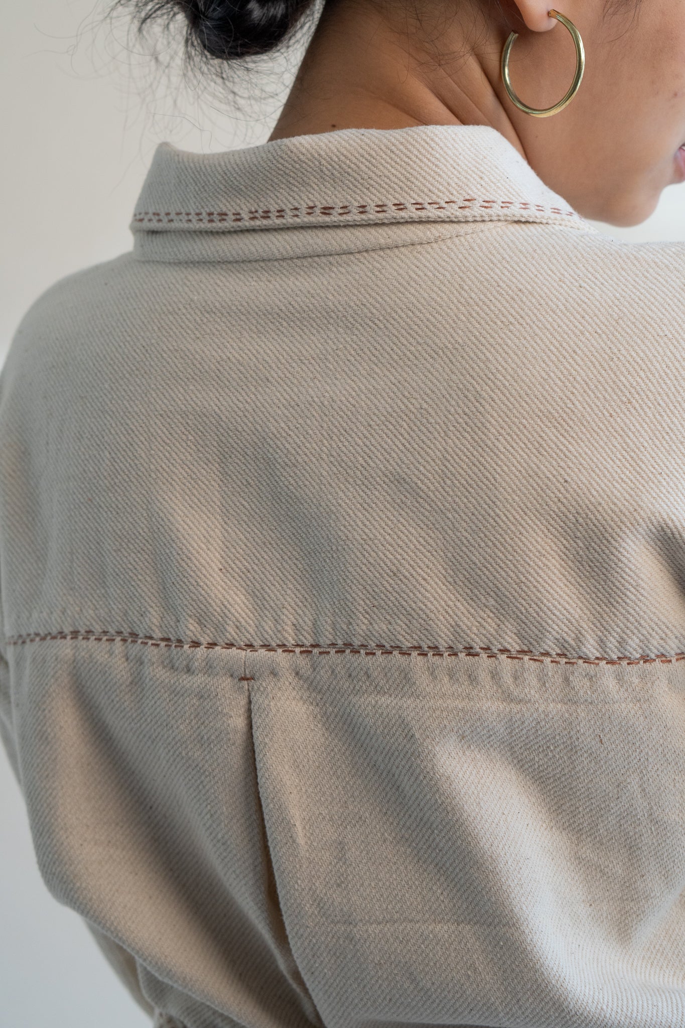 Dawning Denim Dress & Patch Pocket Pants Set by Lafaani with Beige, Casual Wear, Co-ord Sets, Dawning by Lafaani, Denim, Embroidered, Hand Woven Cotton, Kora, Natural, Regular Fit, Vacation, Vacation Co-ords, Womenswear at Kamakhyaa for sustainable fashion