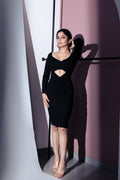 Black Mini Dress by Meko Studio with Black, Cut Out Dresses, Deadstock Fabrics, Evening Wear, For Birthday, For Her, July Sale, July Sale 2023, Mini Dresses, Reroot AW-21/22, Reroot by Meko Studio, Slim Fit, Solids, Womenswear at Kamakhyaa for sustainable fashion