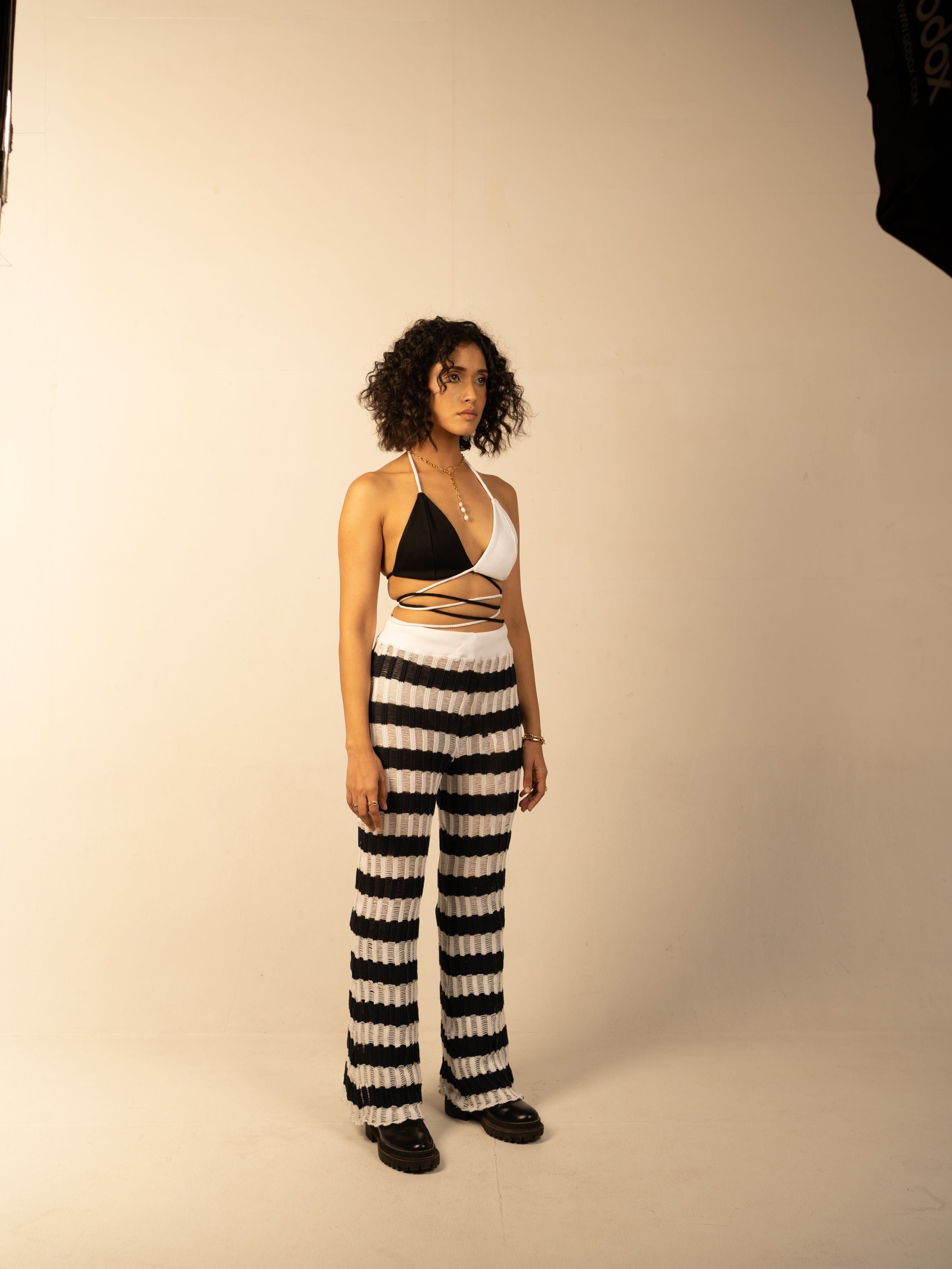 Black Bralette Top by Meko Studio with Black, Bralette Tops, Cotton, Evening Wear, For Birthday, July Sale, July Sale 2023, Slim Fit, Solids, Tranquil AW-22/23, Tranquil by Meko Studio, White, Womenswear at Kamakhyaa for sustainable fashion