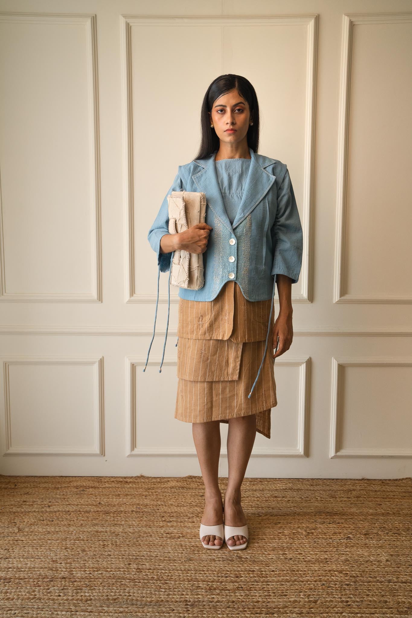 Upcycled Envelope Clutch by Lafaani with 100% pure cotton, Bags, Casual Wear, Clutch, Kora, Materiality, Memoirs of Materiality by lafaani, Organic, Regular Fit, Solids, Undyed and Unbleached, Upcycled at Kamakhyaa for sustainable fashion