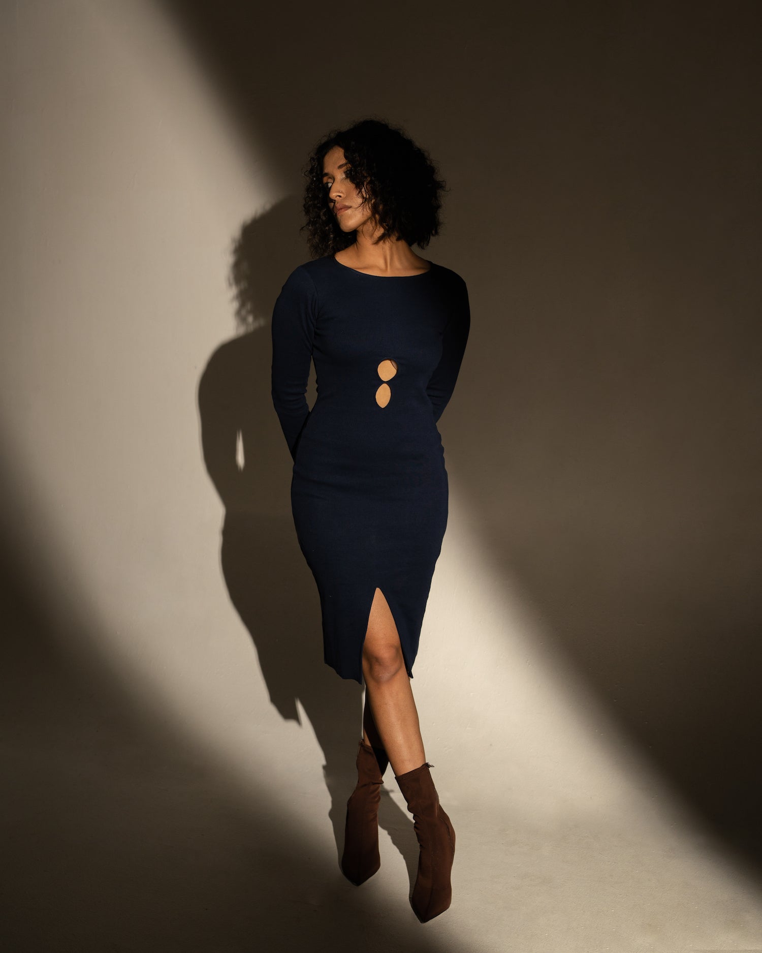 Royal Blue Solid Midi Dress by Meko Studio with Blue, Cotton, Evening Wear, July Sale, July Sale 2023, Lycra, Midi Dresses, Recycled Cotton, Recycled Polyster, Slim Fit, Solids, Tranquil AW-22/23, Tranquil by Meko Studio, Womenswear at Kamakhyaa for sustainable fashion