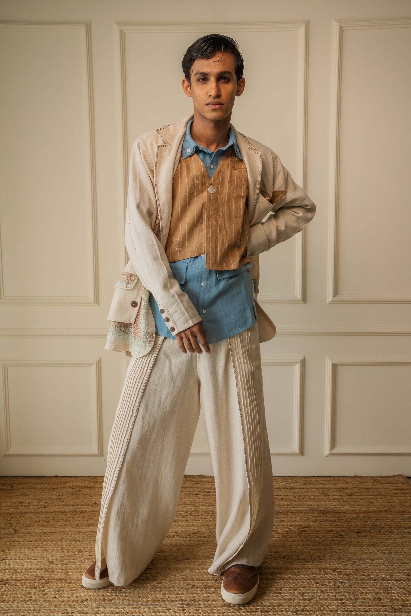 Kora Zero Waste Pants by Lafaani with 100% pure cotton, Casual Wear, Kora, Materiality, Memoirs of Materiality by lafaani, Menswear, Natural with azo free dyes, Organic, Pants, Regular Fit, Solids, Undyed and Unbleached at Kamakhyaa for sustainable fashion