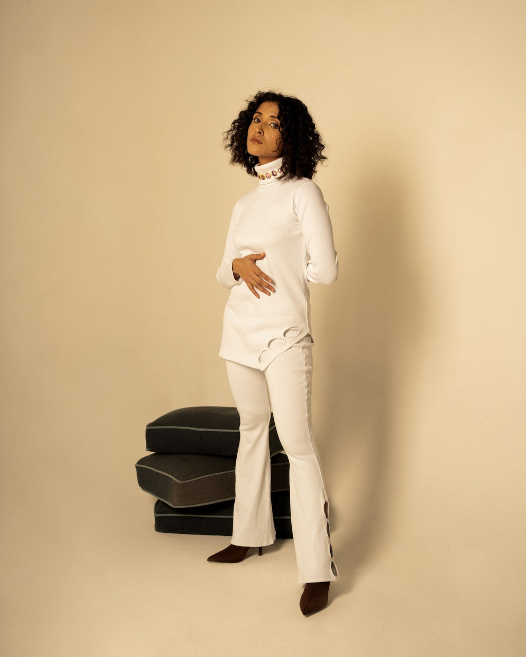 White Co-ord Set by Meko Studio with Casual Wear, Co-Ord Sets, Cotton, July Sale, July Sale 2023, Office, Office Wear Co-ords, Relaxed Fit, Solid Selfmade, Solids, Tranquil AW-22/23, Tranquil by Meko Studio, White, Womenswear at Kamakhyaa for sustainable fashion