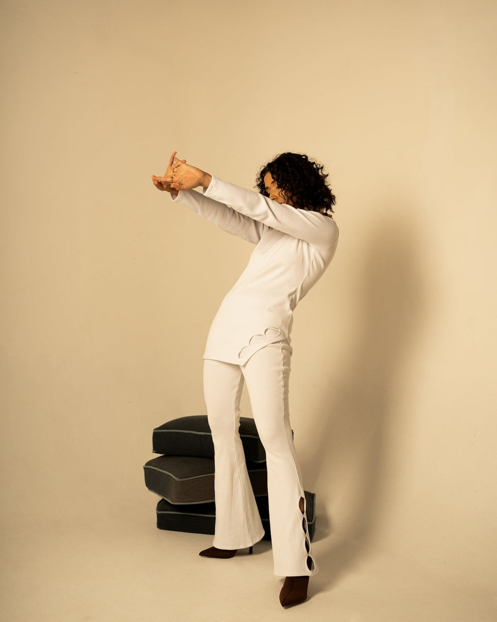 White Co-ord Set by Meko Studio with Casual Wear, Co-Ord Sets, Cotton, July Sale, July Sale 2023, Office, Office Wear Co-ords, Relaxed Fit, Solid Selfmade, Solids, Tranquil AW-22/23, Tranquil by Meko Studio, White, Womenswear at Kamakhyaa for sustainable fashion