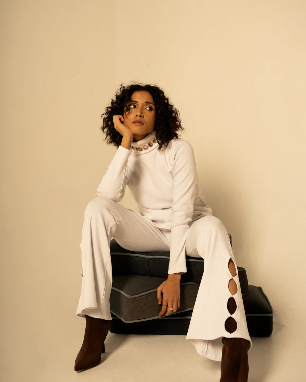 White Co-ord Set by Meko Studio with Casual Wear, Co-Ord Sets, Cotton, July Sale, July Sale 2023, Office, Office Wear Co-ords, Relaxed Fit, Solid Selfmade, Solids, Tranquil AW-22/23, Tranquil by Meko Studio, White, Womenswear at Kamakhyaa for sustainable fashion