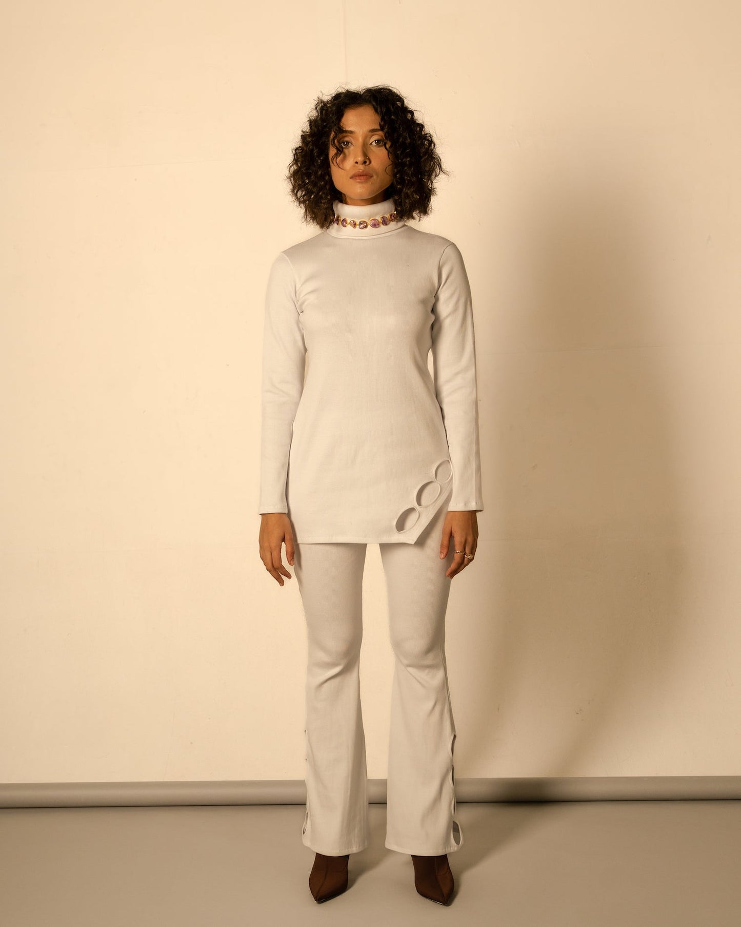 White Pant Casual Wear, Cotton, Hand Knitted, Pants, Relaxed Fit, Solids, Tranquil AW-22/23, White Kamakhyaa