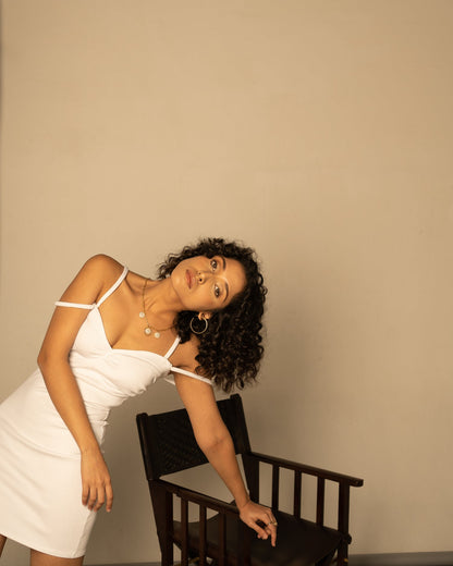 White Cotton Mini Dress by Meko Studio with Cotton, Evening Wear, For Birthday, For Her, July Sale, July Sale 2023, Mini Dresses, Sleeveless Dresses, Slim Fit, Solids, Strap Dresses, Tranquil AW-22/23, Tranquil by Meko Studio, White, Womenswear at Kamakhyaa for sustainable fashion