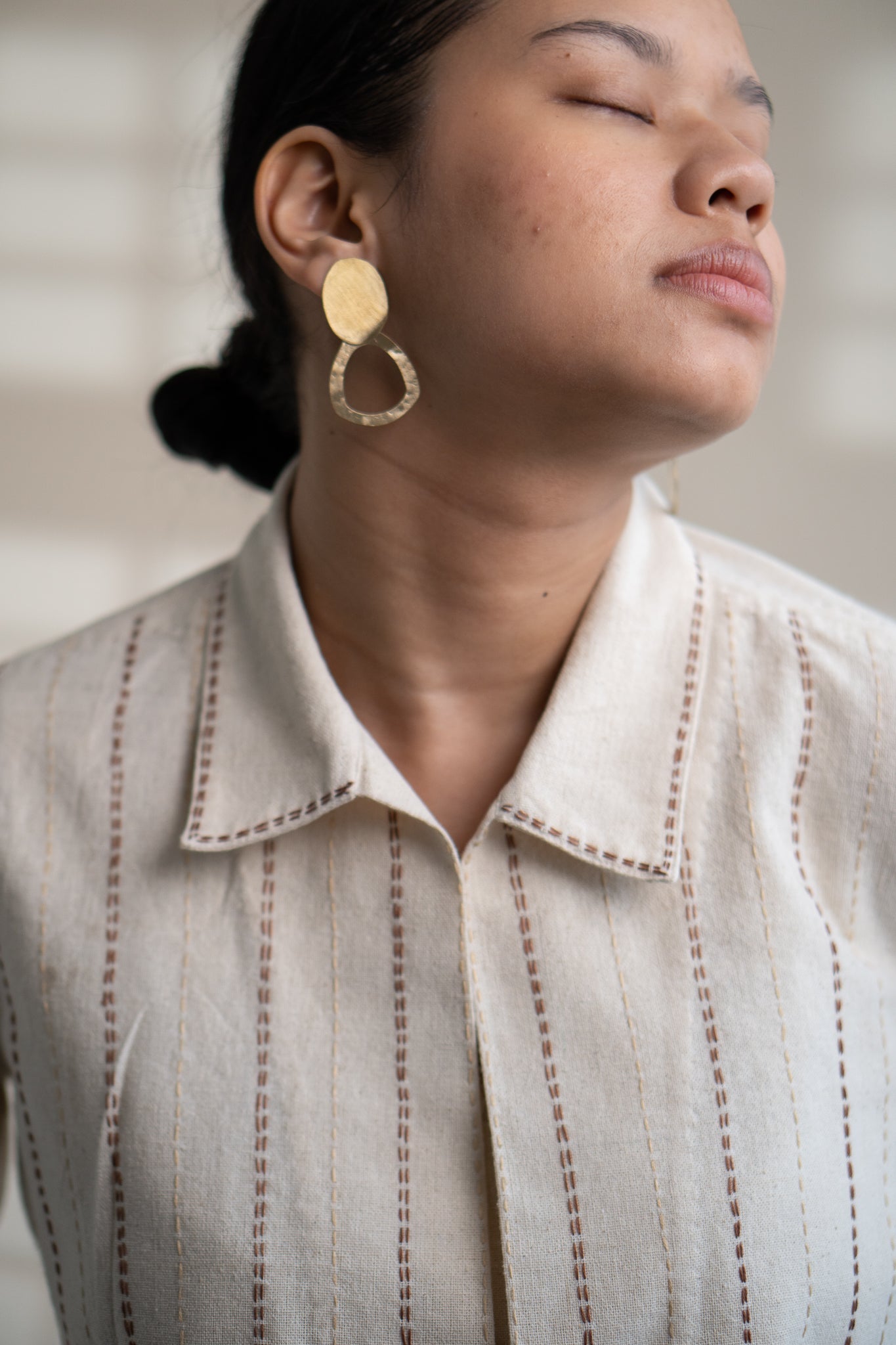 Dawning Trench Dress with Cropped Jacket by Lafaani with Beige, Casual Wear, Co-ord Sets, Dawning by Lafaani, Denim, Embroidered, Hand Woven Cotton, Kora, Natural, Regular Fit, Vacation, Vacation Co-ords, Womenswear at Kamakhyaa for sustainable fashion