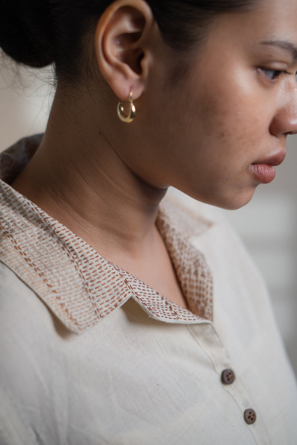 Dawning A Line Dress by Lafaani with Beige, Casual Wear, Dawning by Lafaani, Denim, Kora, Midi Dresses, Natural, Regular Fit, Shirt Dresses, Solids, Womenswear at Kamakhyaa for sustainable fashion